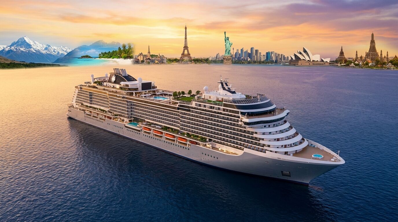 Découvrez nos offres exclusives pour un tour du monde en croisière en 2026-2027. Lisez les avis, comparez les prix et préparez votre aventure maritime inoubliable.